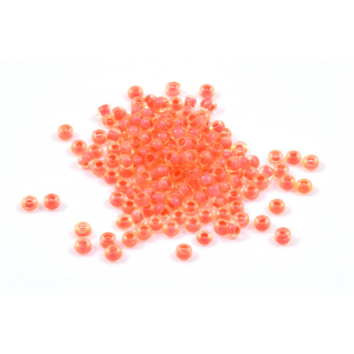SEED BEAD NO. 10 CZECH ORANGE CORAL COLORLINED